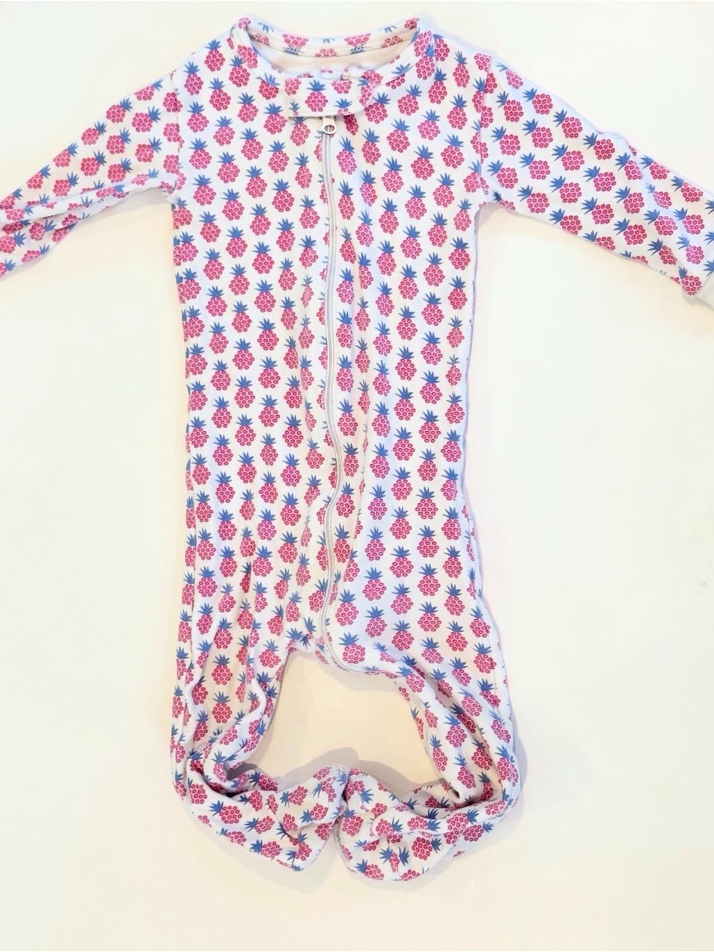 Girls Pink Pineapple Print Zipper Footed Pajamas